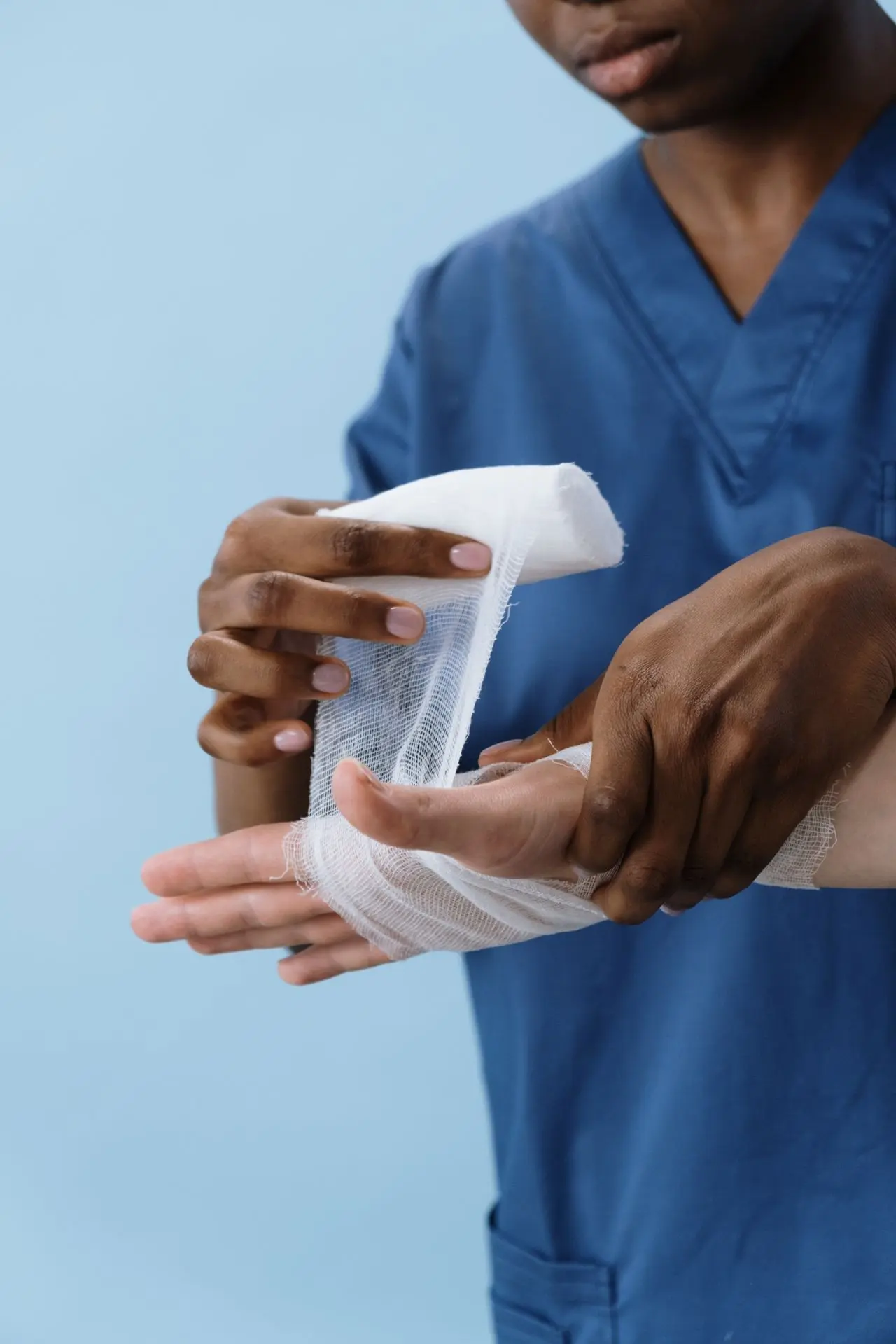 Medical professional providing care during a home visit