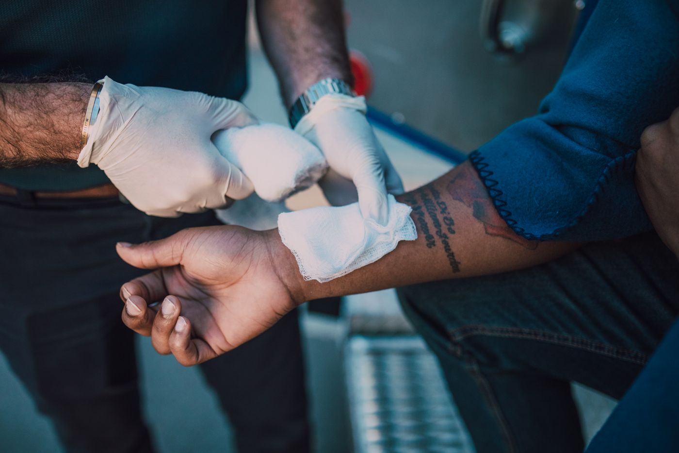Healthcare professional supporting wound care
